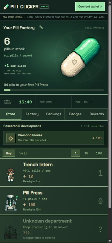 New mobile layout: visible capsule, stock, round status and store